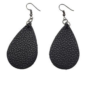 Travel with me black Leather Earrings